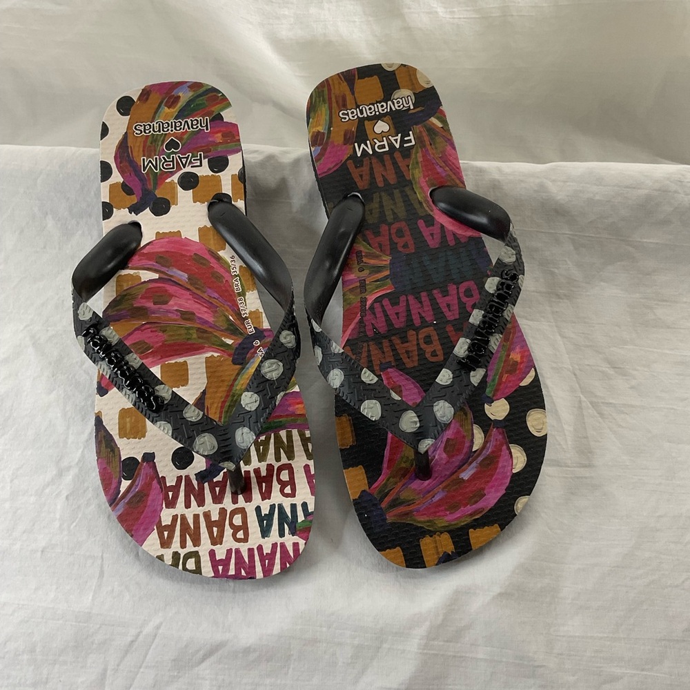 Havaianas FARM Rio banana polka dot flip flops size 6 NWT - Picture 4 of 4